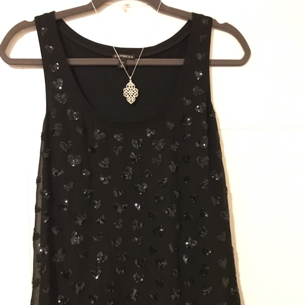 Like new Express Black Sequin Tank sz M